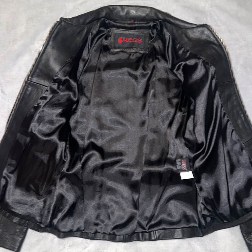 Guess black 100% genuine leather jacket - Picture 3 of 7